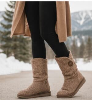 Vintage UGG Mountain Knit Boots Wool Cashmere Sheepskin Button Boots Sz 8 Grey